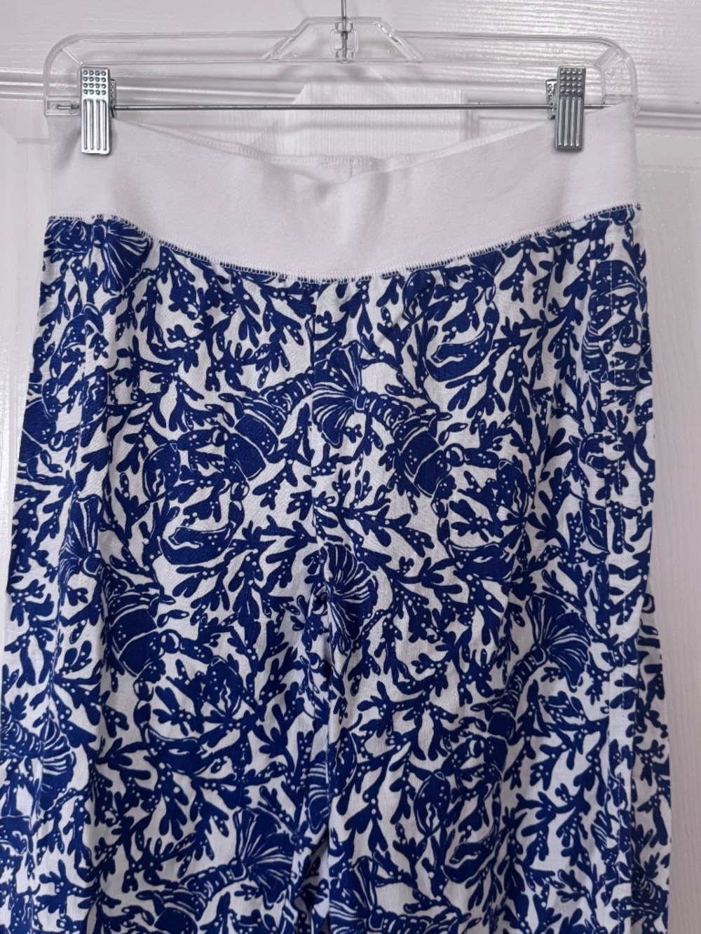 Lilly Pulitzer Beach Linen Palazzo Pants in Blue and White Pattern Size Small - Picture 3 of 9